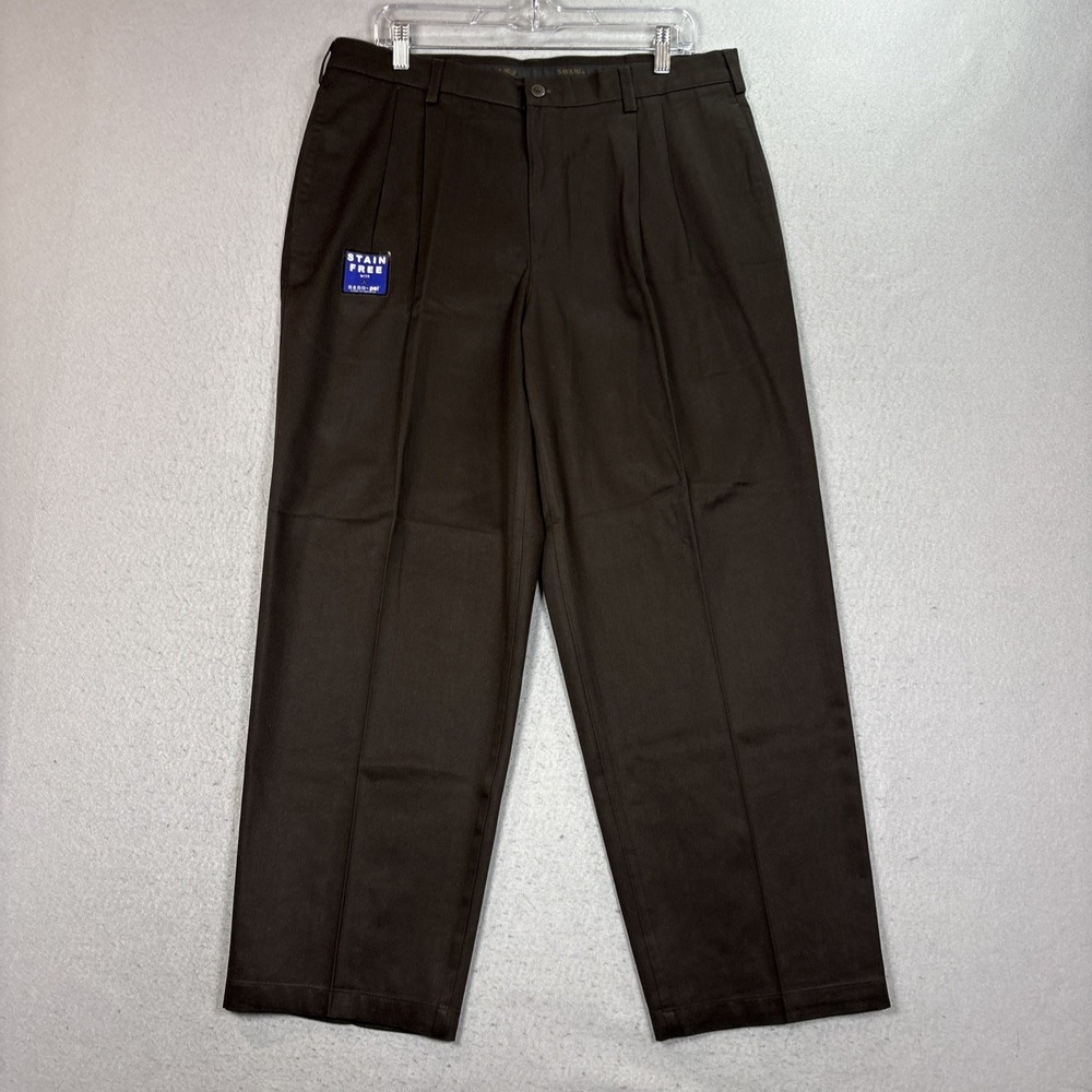 Savane Silkworks Pleated No Stain No Wrinkle Fade Free Black Pants 36/29 NWT